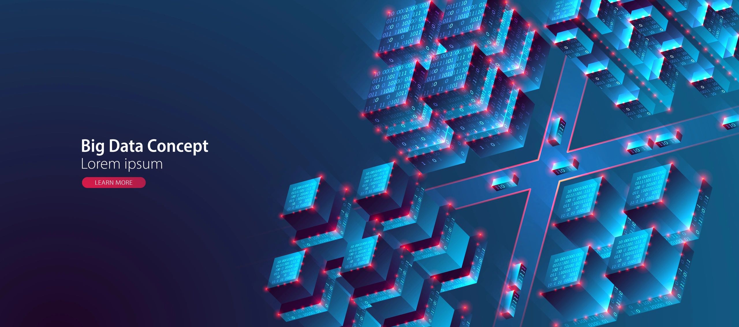 Isometric big data and database illustration