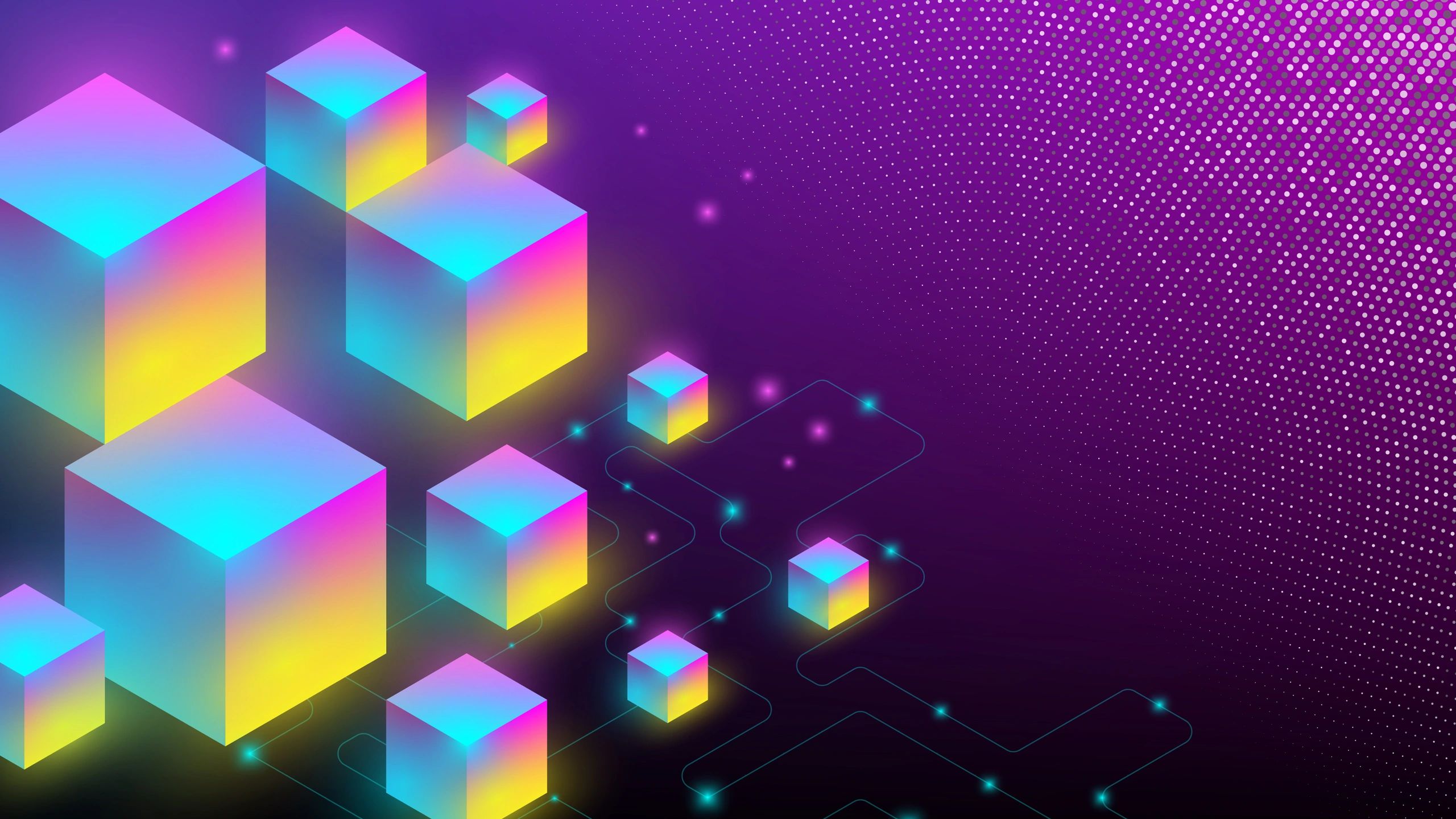Abstract isometric cube background representing crypto networks