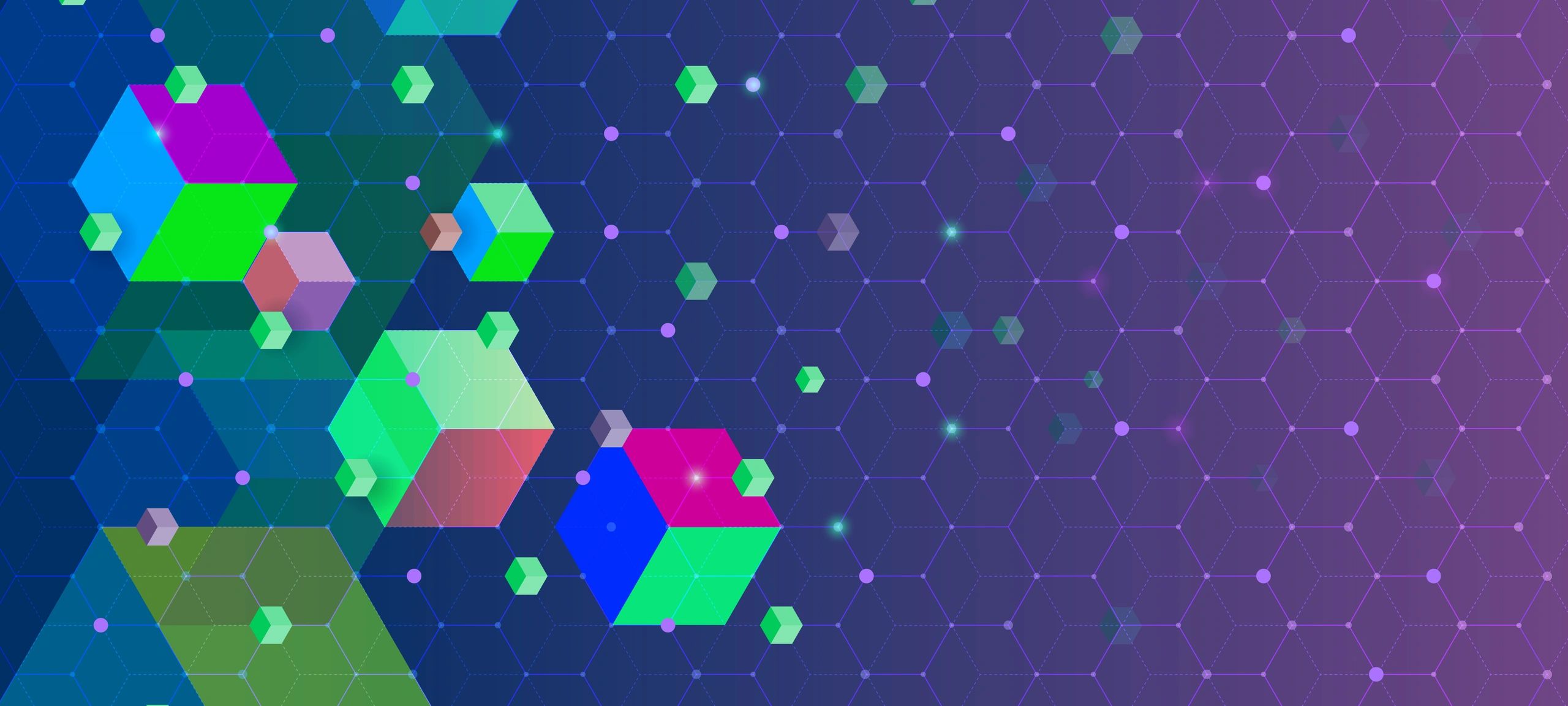 Abstract hexagonal blockchain network background