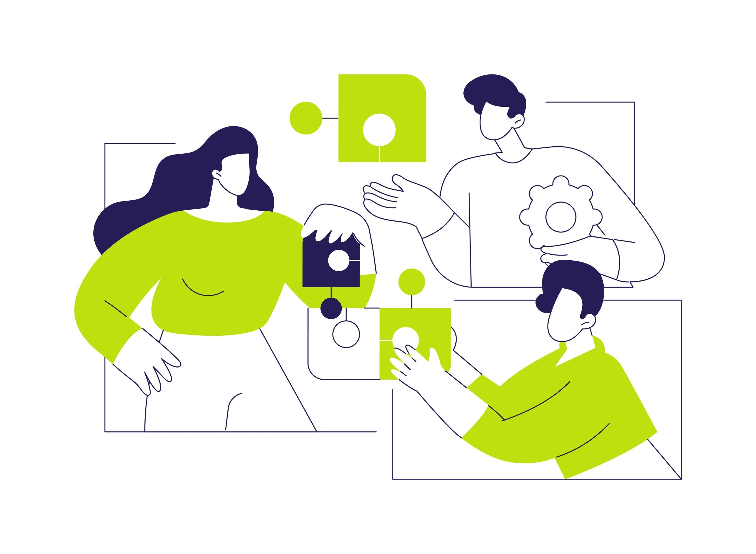 Illustration of a community team collaborating